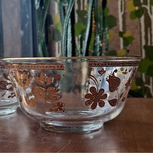 Vintage 1 MCM Culver Chantilly Gold Floral Mid Century Glass Bowl